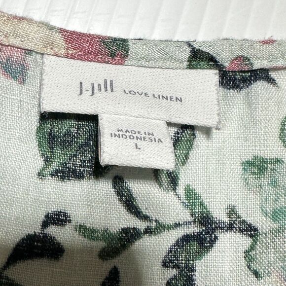 J. Jill Love Linen Dress Size L Large Pockets Knee Length Sleeveless Floral - Picture 8 of 10